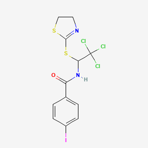 molecular formula C12H10Cl3IN2OS2 B4995682 4-Iodo-N-(2,2,2-trichloro-1-(4,5-dihydro-1,3-thiazol-2-ylthio)ethyl)benzamide CAS No. 303061-94-1