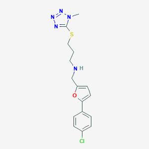 molecular formula C16H18ClN5OS B499572 N-{[5-(4-chlorophenyl)furan-2-yl]methyl}-3-[(1-methyl-1H-tetrazol-5-yl)sulfanyl]propan-1-amine 