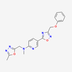 molecular formula C19H18N6O3 B4995720 N-methyl-N-[(5-methyl-1,3,4-oxadiazol-2-yl)methyl]-5-[3-(phenoxymethyl)-1,2,4-oxadiazol-5-yl]-2-pyridinamine 