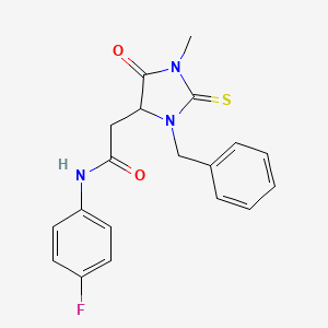 2-(3-benzyl-1-methyl-5-oxo-2-thioxoimidazolidin-4-yl)-N-(4-fluorophenyl)acetamide