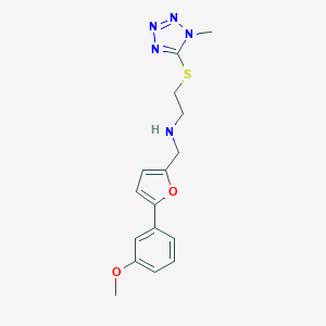 molecular formula C16H19N5O2S B499573 N-{[5-(3-methoxyphenyl)furan-2-yl]methyl}-2-[(1-methyl-1H-tetrazol-5-yl)sulfanyl]ethanamine 
