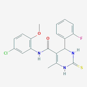 molecular formula C19H17ClFN3O2S B4995782 N-(5-chloro-2-methoxyphenyl)-4-(2-fluorophenyl)-6-methyl-2-thioxo-1,2,3,4-tetrahydro-5-pyrimidinecarboxamide 