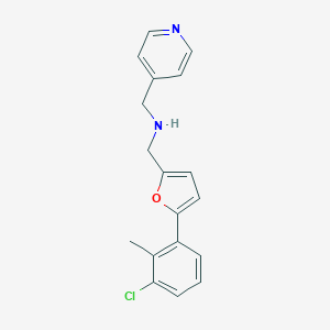 molecular formula C18H17ClN2O B499580 1-[5-(3-chloro-2-methylphenyl)furan-2-yl]-N-(pyridin-4-ylmethyl)methanamine 