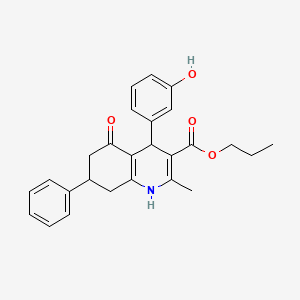 molecular formula C26H27NO4 B4995808 Propyl 4-(3-hydroxyphenyl)-2-methyl-5-oxo-7-phenyl-1,4,5,6,7,8-hexahydroquinoline-3-carboxylate CAS No. 5707-41-5