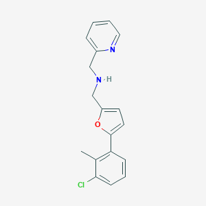 molecular formula C18H17ClN2O B499581 1-[5-(3-chloro-2-methylphenyl)furan-2-yl]-N-(pyridin-2-ylmethyl)methanamine 