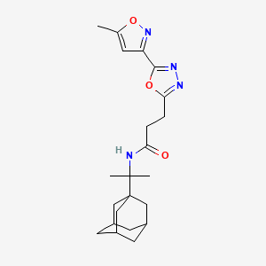 molecular formula C22H30N4O3 B4995818 N-[1-(1-adamantyl)-1-methylethyl]-3-[5-(5-methyl-3-isoxazolyl)-1,3,4-oxadiazol-2-yl]propanamide 