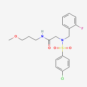 molecular formula C19H22ClFN2O4S B4995879 N~2~-[(4-chlorophenyl)sulfonyl]-N~2~-(2-fluorobenzyl)-N-(3-methoxypropyl)glycinamide 