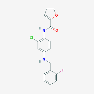 molecular formula C18H14ClFN2O2 B499588 N-{2-chloro-4-[(2-fluorobenzyl)amino]phenyl}-2-furamide 