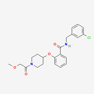 molecular formula C22H25ClN2O4 B4995898 N-(3-chlorobenzyl)-2-{[1-(methoxyacetyl)-4-piperidinyl]oxy}benzamide 