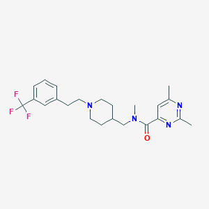 molecular formula C23H29F3N4O B4995900 N,2,6-trimethyl-N-[(1-{2-[3-(trifluoromethyl)phenyl]ethyl}-4-piperidinyl)methyl]-4-pyrimidinecarboxamide 