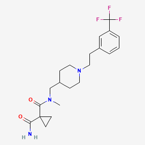 molecular formula C21H28F3N3O2 B4995903 N~1~-methyl-N~1~-[(1-{2-[3-(trifluoromethyl)phenyl]ethyl}-4-piperidinyl)methyl]-1,1-cyclopropanedicarboxamide 