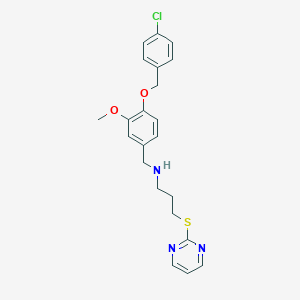 molecular formula C22H24ClN3O2S B499598 N-{4-[(4-chlorobenzyl)oxy]-3-methoxybenzyl}-3-(pyrimidin-2-ylsulfanyl)propan-1-amine 