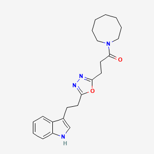 molecular formula C22H28N4O2 B4995998 3-(2-{5-[3-(1-azocanyl)-3-oxopropyl]-1,3,4-oxadiazol-2-yl}ethyl)-1H-indole 