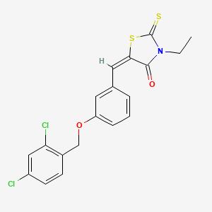 molecular formula C19H15Cl2NO2S2 B4996069 (5E)-5-{3-[(2,4-dichlorobenzyl)oxy]benzylidene}-3-ethyl-2-thioxo-1,3-thiazolidin-4-one 