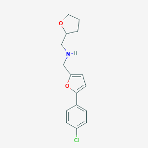 molecular formula C16H18ClNO2 B499618 1-[5-(4-chlorophenyl)furan-2-yl]-N-(tetrahydrofuran-2-ylmethyl)methanamine 