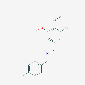 molecular formula C18H22ClNO2 B499620 1-(3-chloro-4-ethoxy-5-methoxyphenyl)-N-(4-methylbenzyl)methanamine 