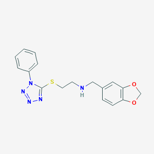 molecular formula C17H17N5O2S B499625 N-(1,3-benzodioxol-5-ylmethyl)-2-[(1-phenyl-1H-tetrazol-5-yl)sulfanyl]ethanamine 