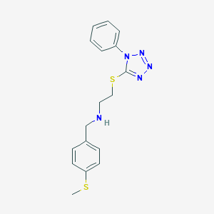 molecular formula C17H19N5S2 B499627 N-[4-(methylsulfanyl)benzyl]-2-[(1-phenyl-1H-tetrazol-5-yl)sulfanyl]ethanamine 