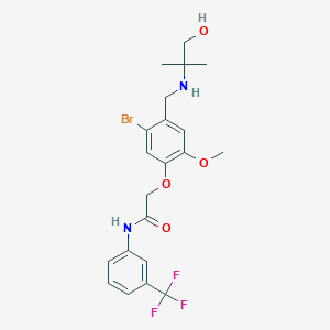 molecular formula C21H24BrF3N2O4 B4996270 2-(5-Bromo-4-{[(2-hydroxy-1,1-dimethylethyl)amino]methyl}-2-methoxyphenoxy)-N~1~-[3-(trifluoromethyl)phenyl]acetamide 