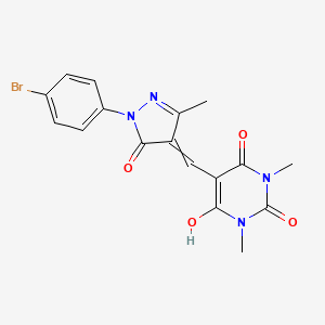 molecular formula C17H15BrN4O4 B4996274 5-{[1-(4-bromophenyl)-5-hydroxy-3-methyl-1H-pyrazol-4-yl]methylene}-1,3-dimethyl-2,4,6(1H,3H,5H)-pyrimidinetrione 