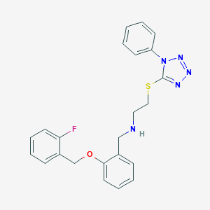 molecular formula C23H22FN5OS B499637 N-{2-[(2-fluorobenzyl)oxy]benzyl}-2-[(1-phenyl-1H-tetrazol-5-yl)sulfanyl]ethanamine 