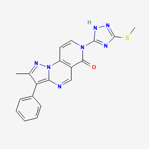 molecular formula C19H15N7OS B4996406 2-methyl-7-[5-(methylsulfanyl)-4H-1,2,4-triazol-3-yl]-3-phenylpyrazolo[1,5-a]pyrido[3,4-e]pyrimidin-6(7H)-one 