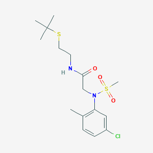 molecular formula C16H25ClN2O3S2 B4996409 N-[2-(tert-butylsulfanyl)ethyl]-N~2~-(5-chloro-2-methylphenyl)-N~2~-(methylsulfonyl)glycinamide 