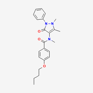 molecular formula C23H27N3O3 B4996422 4-butoxy-N-(1,5-dimethyl-3-oxo-2-phenylpyrazol-4-yl)-N-methylbenzamide 