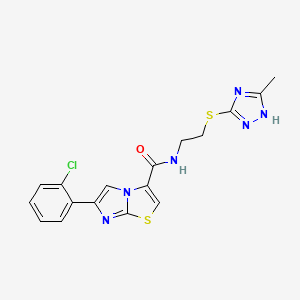 6-(2-chlorophenyl)-N-{2-[(3-methyl-1H-1,2,4-triazol-5-yl)thio]ethyl}imidazo[2,1-b][1,3]thiazole-3-carboxamide