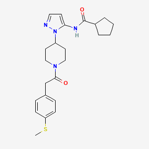 N-[2-[1-[2-(4-methylsulfanylphenyl)acetyl]piperidin-4-yl]pyrazol-3-yl]cyclopentanecarboxamide