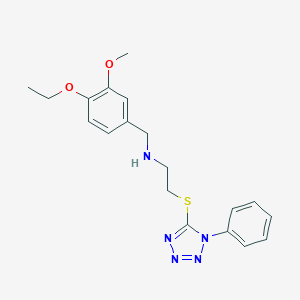 molecular formula C19H23N5O2S B499646 N-(4-ethoxy-3-methoxybenzyl)-2-[(1-phenyl-1H-tetrazol-5-yl)sulfanyl]ethanamine 