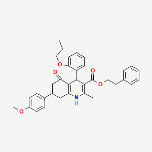 2-phenylethyl 7-(4-methoxyphenyl)-2-methyl-5-oxo-4-(2-propoxyphenyl)-1,4,5,6,7,8-hexahydro-3-quinolinecarboxylate