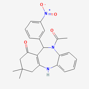 10-acetyl-3,3-dimethyl-11-(3-nitrophenyl)-2,3,4,5,10,11-hexahydro-1H-dibenzo[b,e][1,4]diazepin-1-one