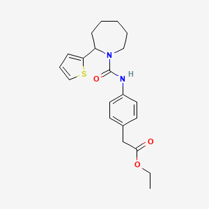 Ethyl 2-(4-{[2-(thiophen-2-YL)azepane-1-carbonyl]amino}phenyl)acetate