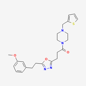 3-[5-[2-(3-Methoxyphenyl)ethyl]-1,3,4-oxadiazol-2-yl]-1-[4-(thiophen-2-ylmethyl)piperazin-1-yl]propan-1-one