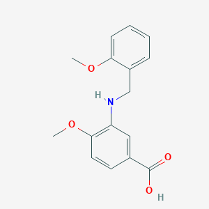 molecular formula C16H17NO4 B499658 4-Methoxy-3-[(2-methoxybenzyl)amino]benzoic acid CAS No. 881444-59-3