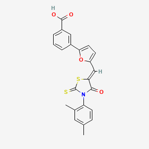 3-(5-{[3-(2,4-dimethylphenyl)-4-oxo-2-thioxo-1,3-thiazolidin-5-ylidene]methyl}-2-furyl)benzoic acid