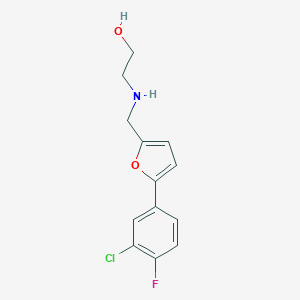 molecular formula C13H13ClFNO2 B499664 2-({[5-(3-Chloro-4-fluorophenyl)-2-furyl]methyl}amino)ethanol 