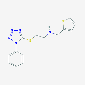 molecular formula C14H15N5S2 B499667 2-[(1-phenyl-1H-tetrazol-5-yl)sulfanyl]-N-(thiophen-2-ylmethyl)ethanamine 