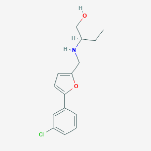 molecular formula C15H18ClNO2 B499671 2-({[5-(3-Chlorophenyl)furan-2-yl]methyl}amino)butan-1-ol 