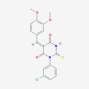 molecular formula C19H15ClN2O4S B4996714 (5E)-1-(3-chlorophenyl)-5-[(3,4-dimethoxyphenyl)methylidene]-2-sulfanylidene-1,3-diazinane-4,6-dione 