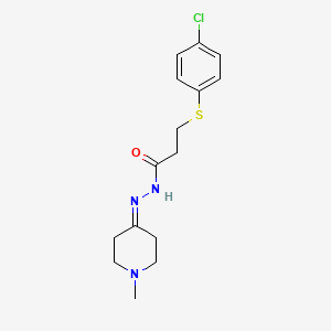 molecular formula C15H20ClN3OS B4996732 3-[(4-chlorophenyl)sulfanyl]-N'-(1-methylpiperidin-4-ylidene)propanehydrazide 