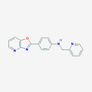 molecular formula C18H14N4O B499696 4-([1,3]oxazolo[4,5-b]pyridin-2-yl)-N-(pyridin-2-ylmethyl)aniline CAS No. 879070-72-1