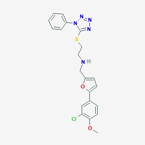 N-{[5-(3-chloro-4-methoxyphenyl)furan-2-yl]methyl}-2-[(1-phenyl-1H-tetrazol-5-yl)sulfanyl]ethanamine