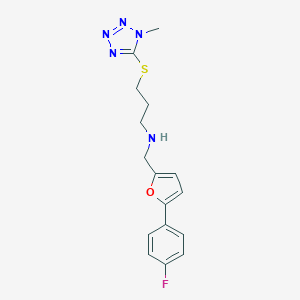 molecular formula C16H18FN5OS B499708 N-{[5-(4-fluorophenyl)-2-furyl]methyl}-N-{3-[(1-methyl-1H-tetraazol-5-yl)sulfanyl]propyl}amine 