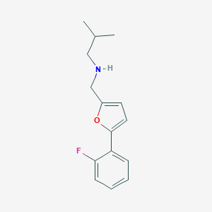 molecular formula C15H18FNO B499719 N-{[5-(2-fluorophenyl)furan-2-yl]methyl}-2-methylpropan-1-amine 