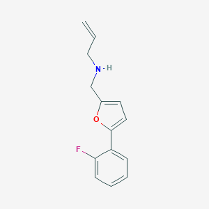 molecular formula C14H14FNO B499720 N-{[5-(2-fluorophenyl)furan-2-yl]methyl}prop-2-en-1-amine 