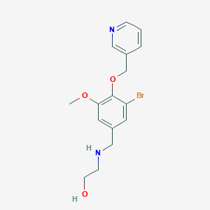 molecular formula C16H19BrN2O3 B499728 2-{[3-Bromo-5-methoxy-4-(pyridin-3-ylmethoxy)benzyl]amino}ethanol 