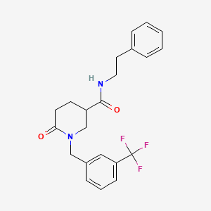 molecular formula C22H23F3N2O2 B4997373 6-oxo-N-(2-phenylethyl)-1-[3-(trifluoromethyl)benzyl]-3-piperidinecarboxamide 