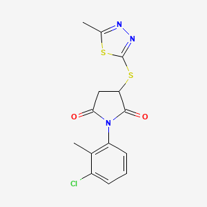 molecular formula C14H12ClN3O2S2 B4997443 1-(3-Chloro-2-methylphenyl)-3-[(5-methyl-1,3,4-thiadiazol-2-yl)sulfanyl]pyrrolidine-2,5-dione 